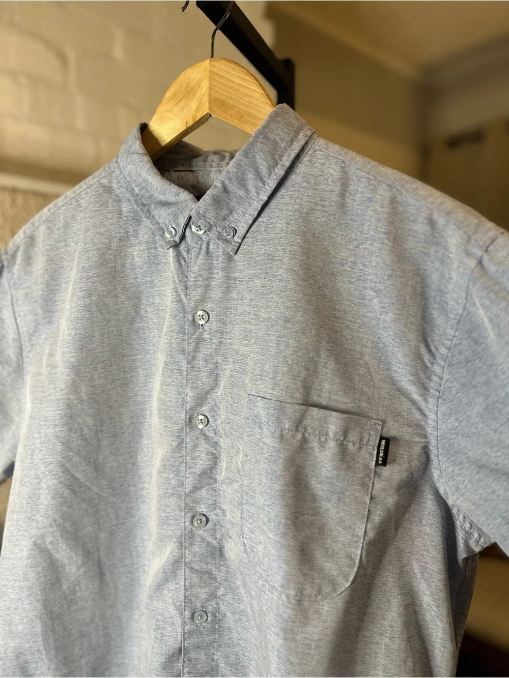 Molokai Surf Co Blue Button Up Collared Shirt